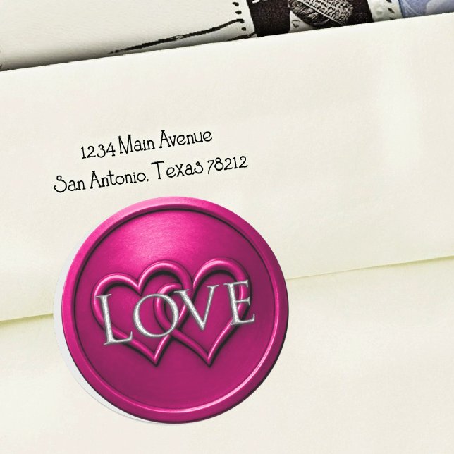 Fuchsia  Two Hearts Intertwined Wedding Runder Aufkleber (Von Creator hochgeladen)