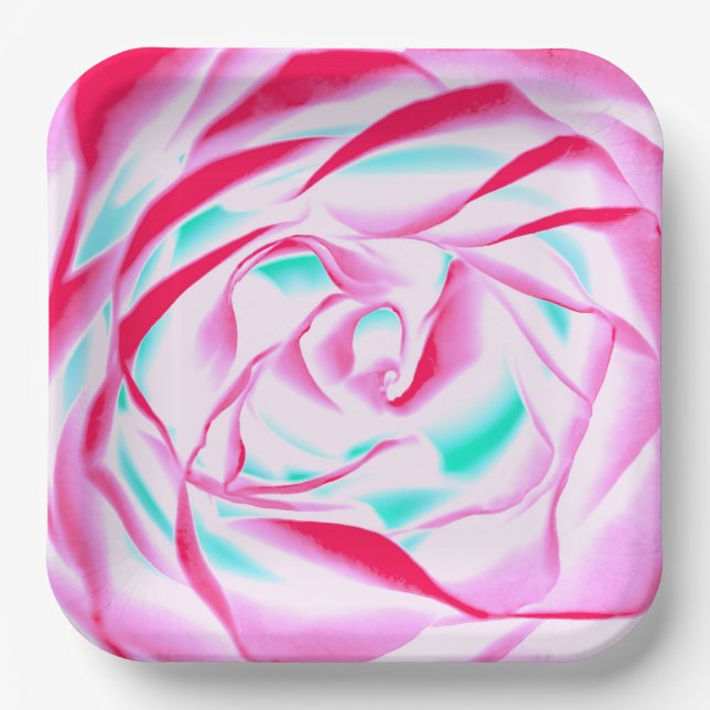 Fuchsia- und Aqua-Papierplatte Pappteller (Vorderseite)