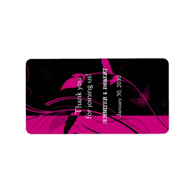 Fuchsia und Black Floral Wedding Lip Balm Label Adressaufkleber (Vorne)