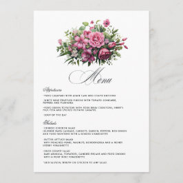 Fuchsia und Emerald Green Floral Wedding Menükarte