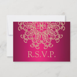 FUCHSIA UND GOLD INDIAN REPONSE RSVP CARD KARTE
