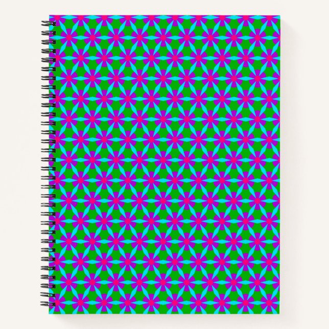Fuchsia und Green Blume Pattern Notebook Notizbuch (Vorderseite)