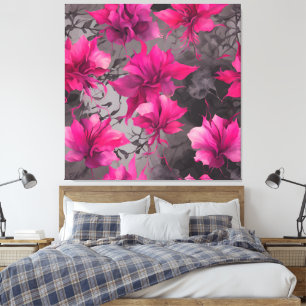 Fuchsia- und Holzkohle-Feld-Kunst durch KI Leinwanddruck