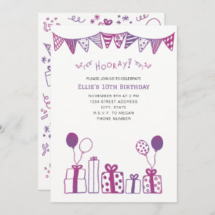 Fuchsia und Lila Feier Einladung