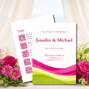 Fuchsia und Limettengrün Moderne Hochzeit Alles in Einladung