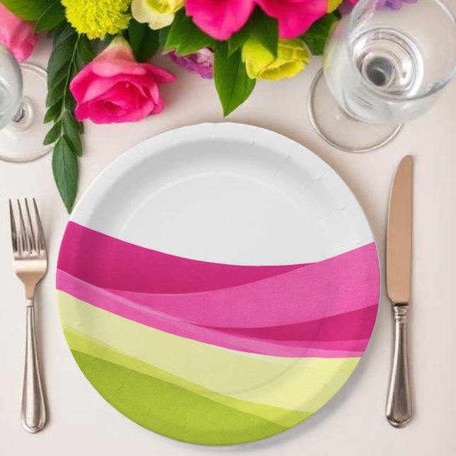 Fuchsia und Limettengrün Pappteller (Fuchsia and Lime Green Paper Plates)