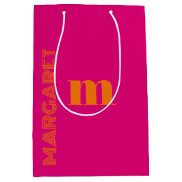 Fuchsia- und orangefarbene moderne Anfangsbuchstab Mittlere Geschenktüte