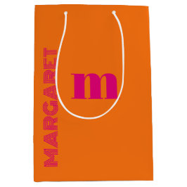 Fuchsia- und orangefarbene moderne benutzerdefinie mittlere geschenktüte