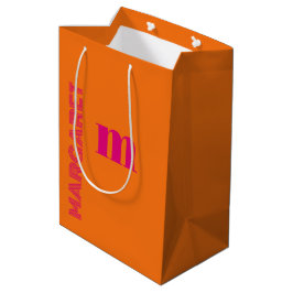 Fuchsia- und orangefarbene moderne benutzerdefinie mittlere geschenktüte