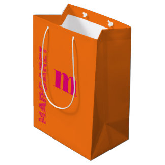 Fuchsia- und orangefarbene moderne benutzerdefinie mittlere geschenktüte
