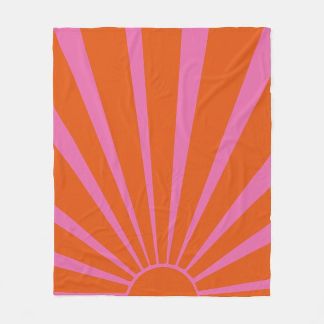 Fuchsia und orangefarbener Sonnenschein Fleecedecke (Vorderseite)