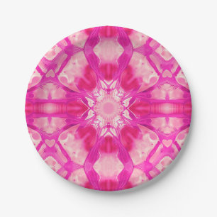Fuchsia und Pastellrosa Tie Dye Muster Pappteller