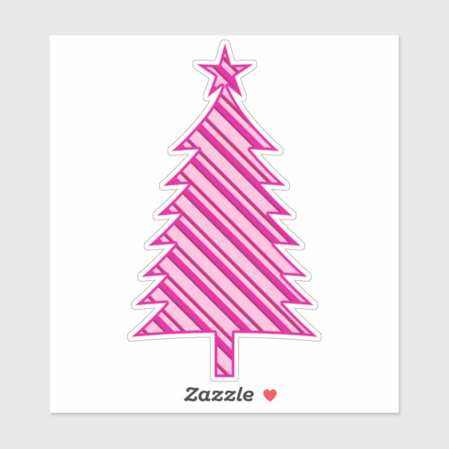 Fuchsia und Pink Candy Striped Weihnachtsbaum Aufkleber (Blatt)