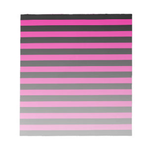 Fuchsia und schwarze Candy-Streifen Notizblock