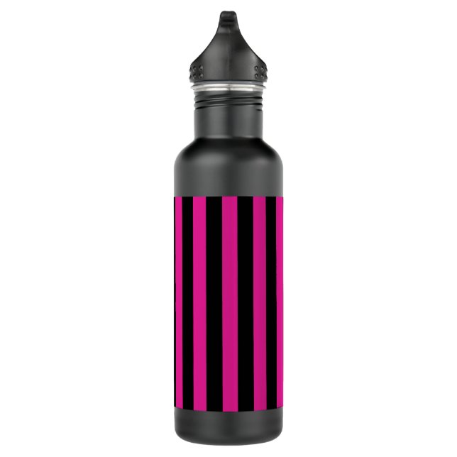 Fuchsia und schwarze Süßigkeiten Edelstahlflasche (Rechts)