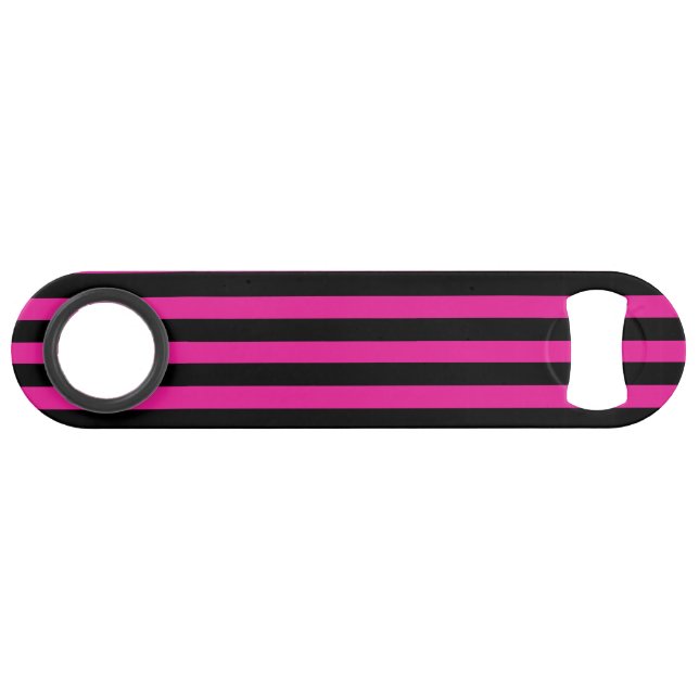 Fuchsia und schwarze Süßigkeiten Speed Flaschenöffner (Rückseite Horizontal)
