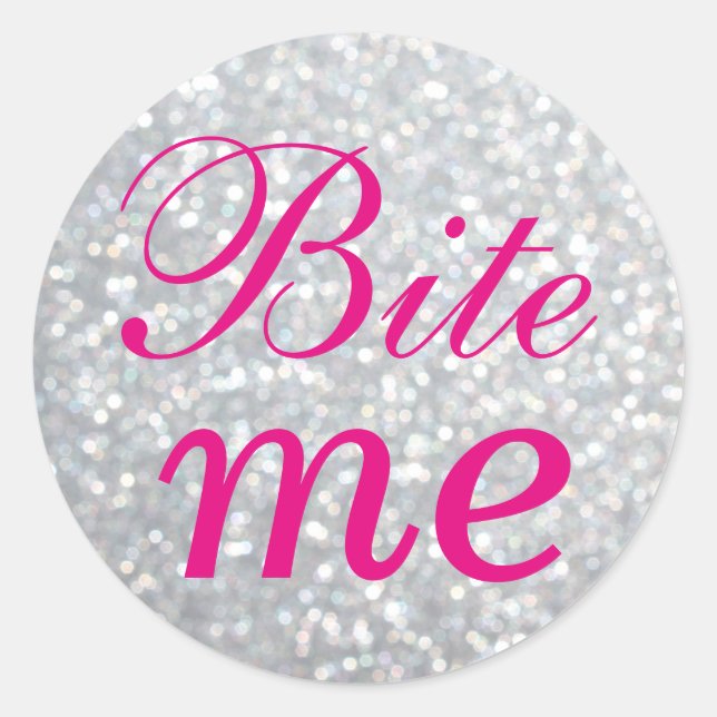 Fuchsia und Silver Bite Me Sticker (Vorderseite)