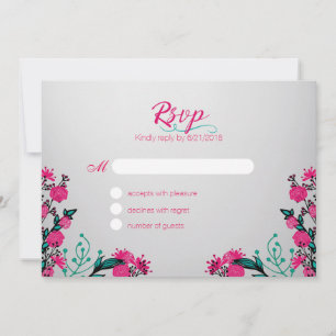 Fuchsia und Türkis Hochzeit RSVP Einladung