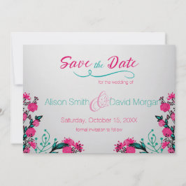 Fuchsia und Türkis Wedding Speichern Sie das Datum Save The Date