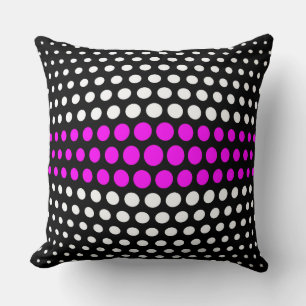 Fuchsia und White Polka Dots Muster Kissen