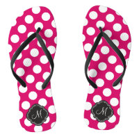 Fuchsia und White Polka Punkte mit Monogramm