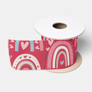 Fuchsia Valentinstag Rainbows Satinband