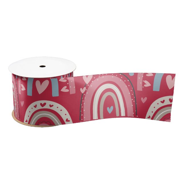 Fuchsia Valentinstag Rainbows Satinband (Spule)