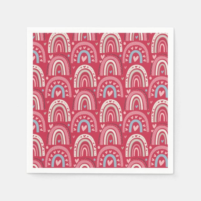 Fuchsia Valentinstag Rainbows Serviette (Vorderseite)