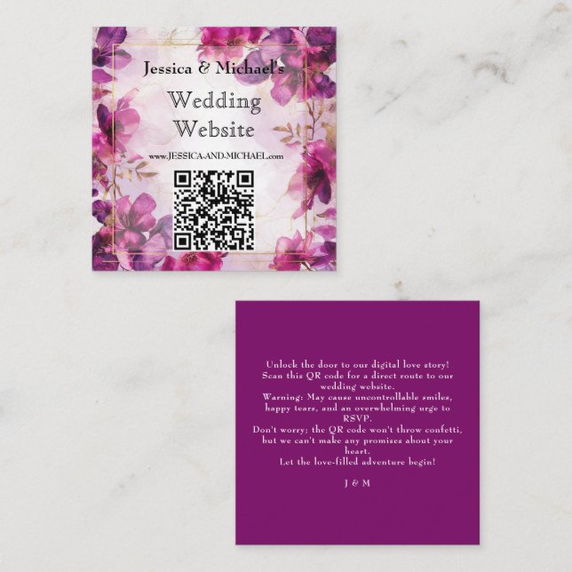 Fuchsia-Verzauberung: Wasserfarbe Begleitkarte (Vorne/Hinten)