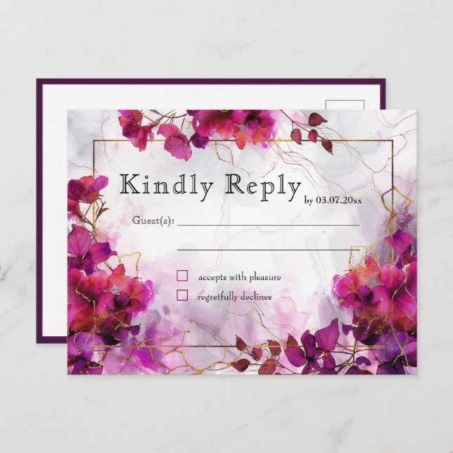 Fuchsia-Verzauberung: Wasserfarbe Postkarte (Vorne/Hinten)