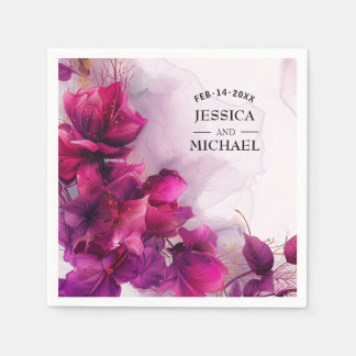 Fuchsia-Verzauberung: Wasserfarbe Serviette