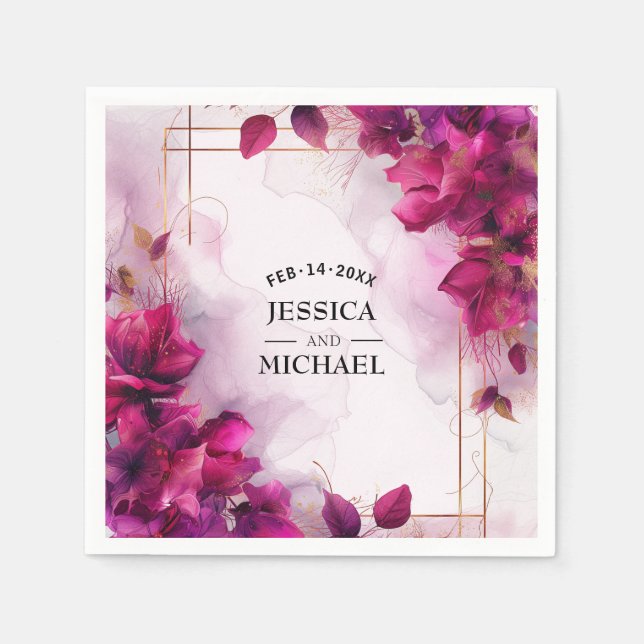 Fuchsia-Verzauberung: Wasserfarbe Serviette (Vorderseite)