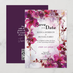 Fuchsia-Verzauberung: Wasserfarbenhochzeit Save The Date
