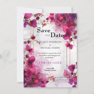 Fuchsia-Verzauberung: Wasserfarbenhochzeit Save The Date