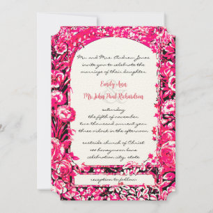 Fuchsia Viktorianische Rose Hochzeitseinladungen Einladung