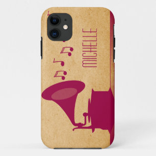 Fuchsia Vintag Gramophone BT iPhone 5 Fall Case-Mate iPhone Hülle