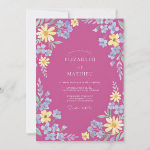 Fuchsia Vivid Meadow Hochzeit Einladung