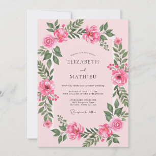 Fuchsia Warme Rose Hochzeit Einladung