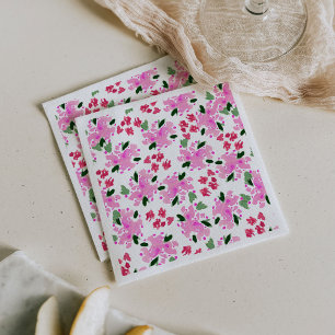 Fuchsia Watercolor Blumengarten Napkins Serviette