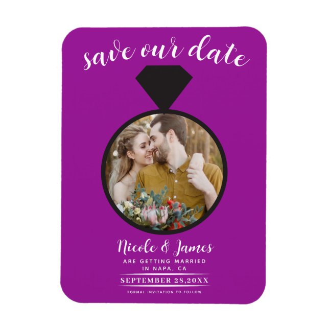 Fuchsia Wedding Ring Foto Save the Date Magnet (Vertikal)