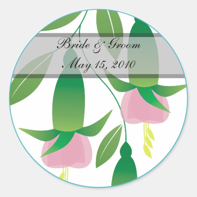 Fuchsia Wedding Stickers (Vorderseite)