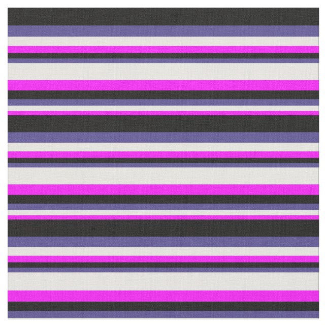 Fuchsia, Weiß, Dunkelschiefer Blau und Schwarz Stoff (Nahaufnahme)