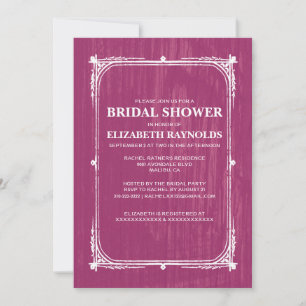 Fuchsia Western Barn Wood Bridal Dusche Einladung