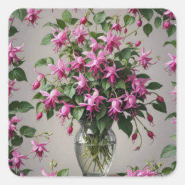 Fuchsias-Blume in Vase Quadratischer Aufkleber