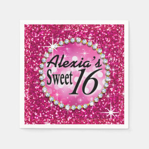 Fuchsie des Glitz Bling Glitzer-Schein-Bonbons 16% Serviette
