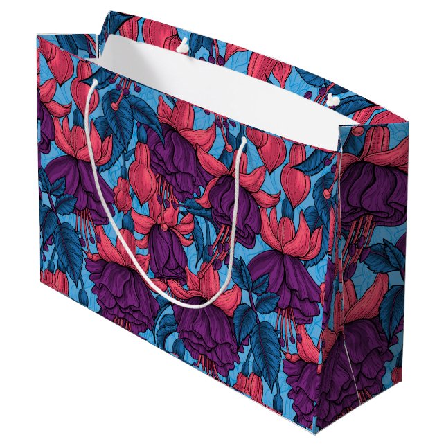 Fuchsie Große Geschenktüte (Rückseite Schrägansicht)