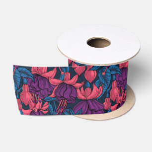 Fuchsie in Blau und Violett Satinband