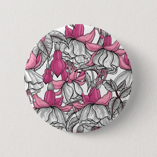 Fuchsie in weiß und rosa button (Vorderseite)