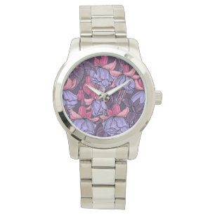 Fuchsien in Rosa und Violett Armbanduhr