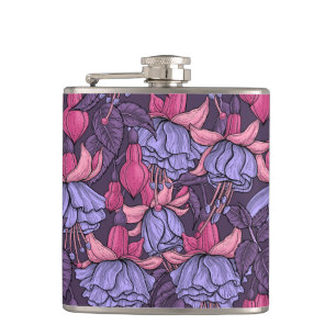Fuchsien in Rosa und Violett Flachmann